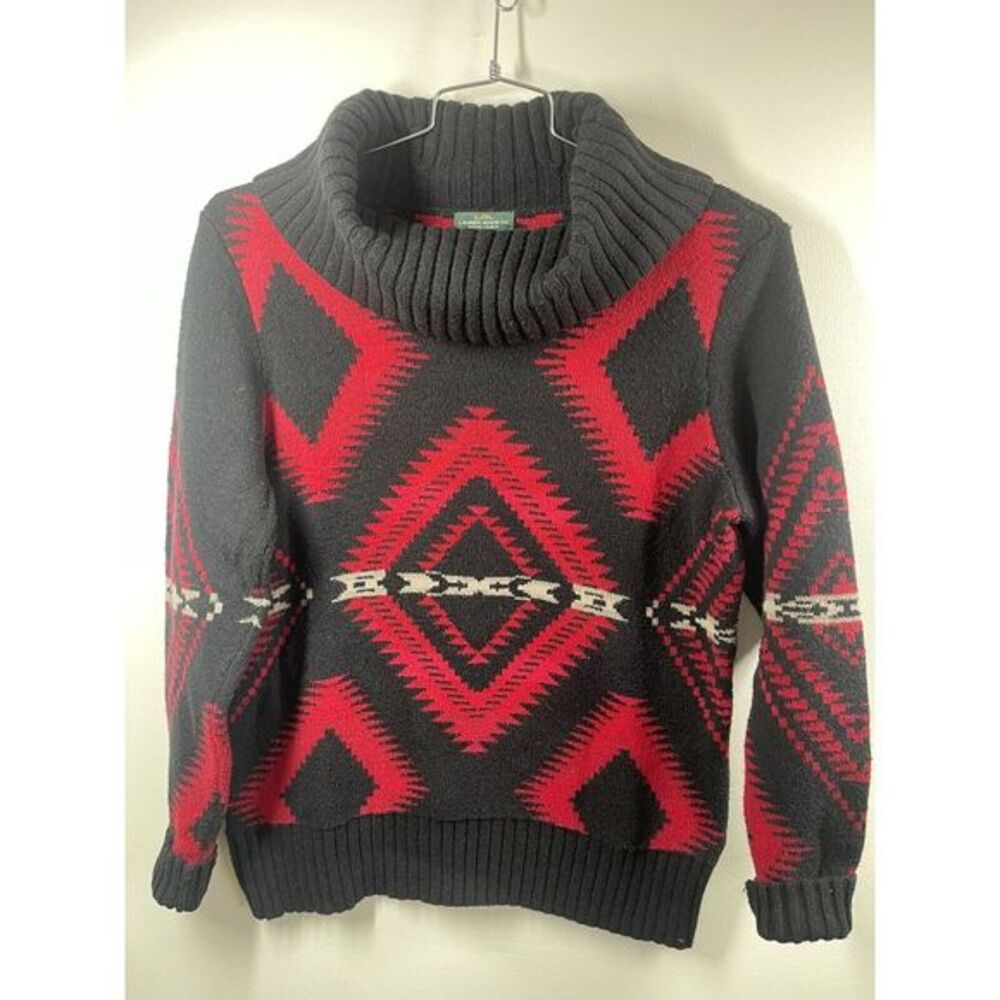 Vintage‎ LRL Lauren Jeans Co Women’s Cowl Neck Aztec Sweater Size XL Stunning